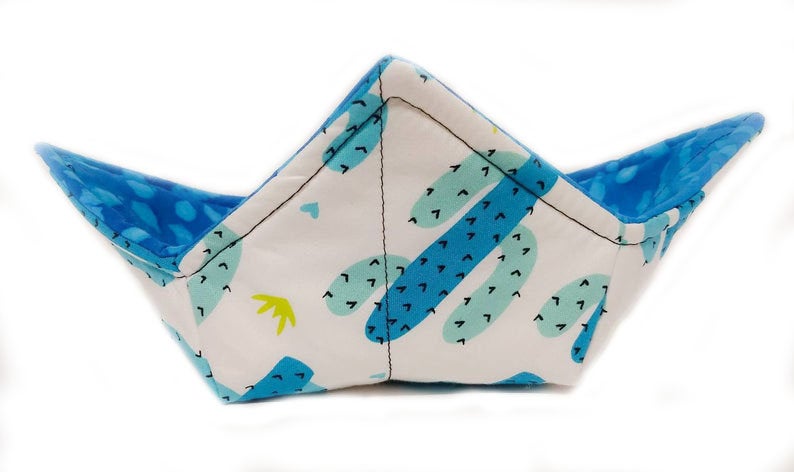 Tropical Fish and Reef quilted cotton reversible microwavable soup bowl holder or cozy 